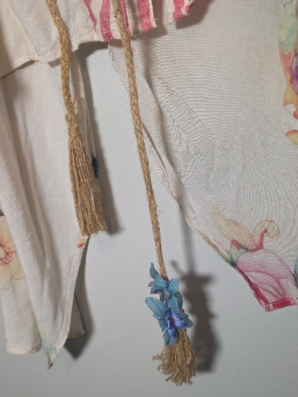 Aratta Silent Journey Striped Button-Down Shirt in Pink & Cream Floral - Picture 4 of 8